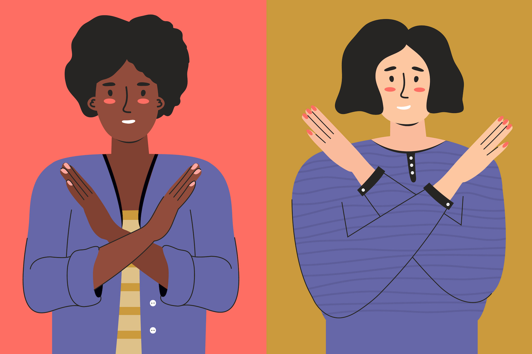 women signaling "break the bias"